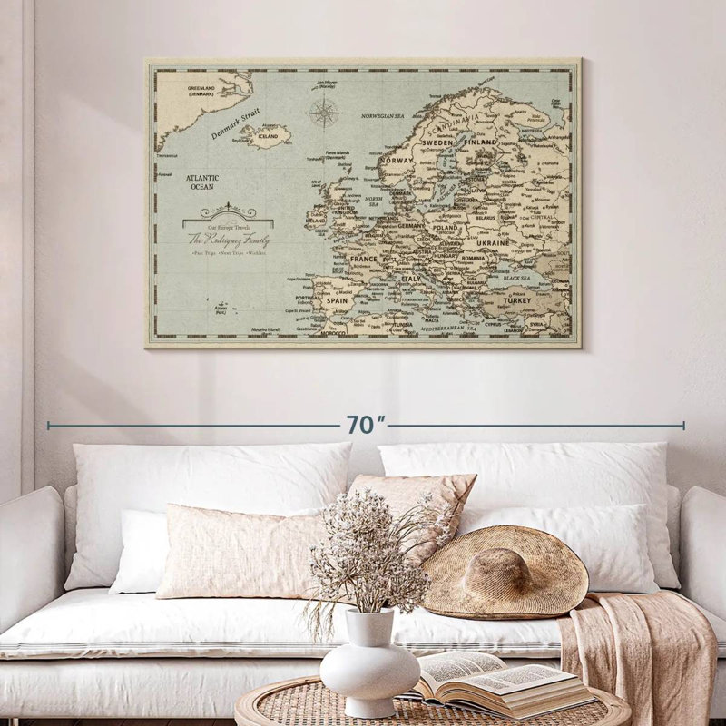 Carte Europe III avec punaise personnalisée, H 32 po x l 48 po, Oui