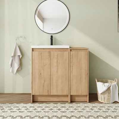 36'' Freestanding Single Bathroom Vanity with Resin Top and Soft-Close Doors