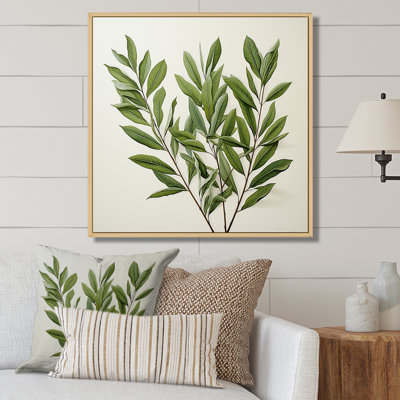 Feuillage olive sur fond de feuilles minimalistes sur toile