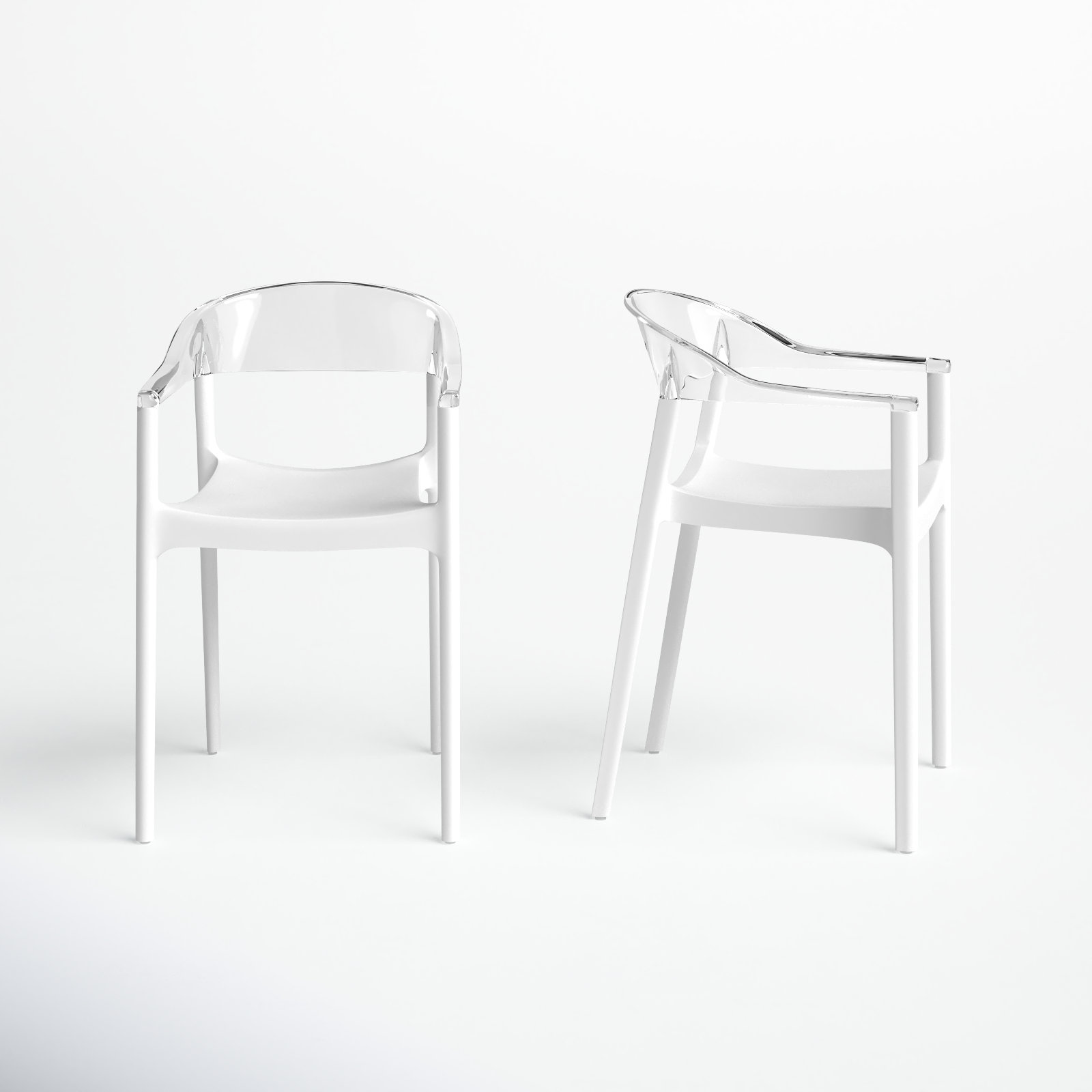 Stella Stackable Patio Armchair, White/Transparent Clear