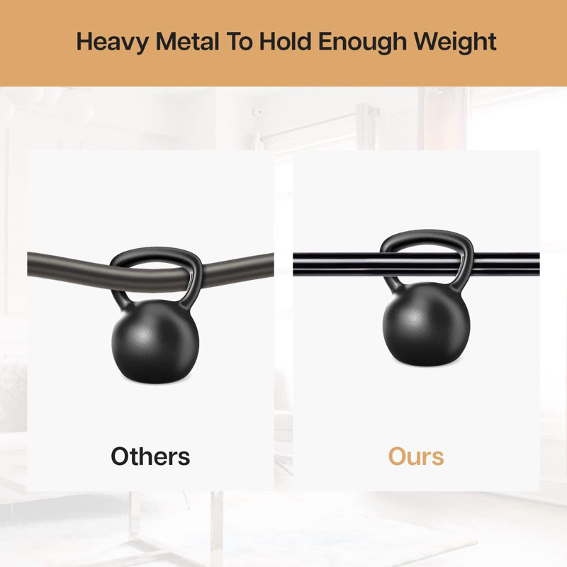 Adjustable Plain Metal Ball Curtain Rod, Matte Black, 160-300 Cm
