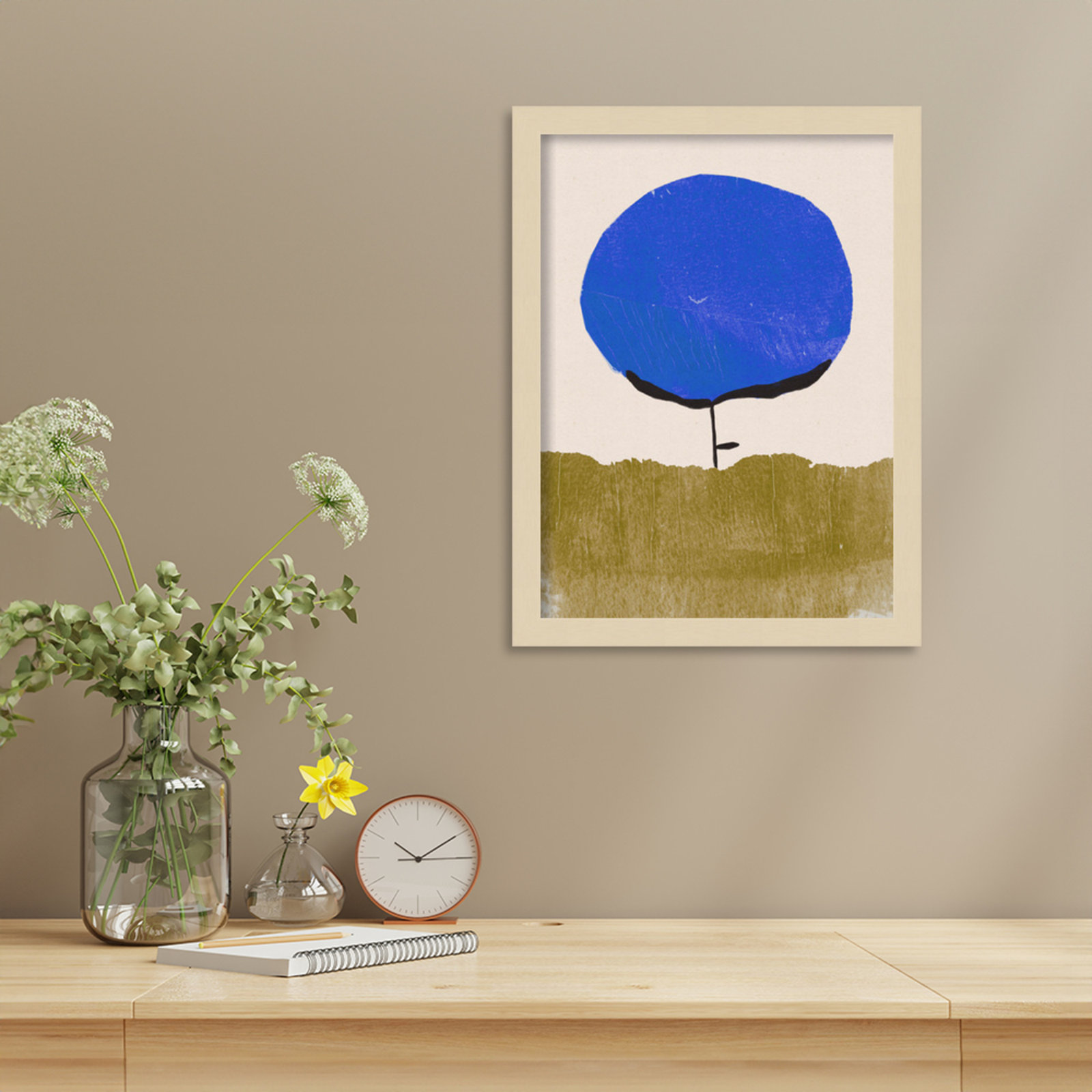 Blue Flower Print by Alisa Galitsyna, Brown, 17" H x 13" W