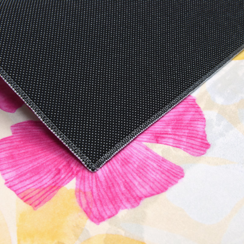 Tapis tropical tissé à la main, tissé à la machine, 100% polyester, velours de 2 mm, dossier antidérapant.
