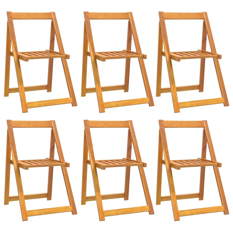 Folding Patio Chairs Solid Acacia Wood, 6