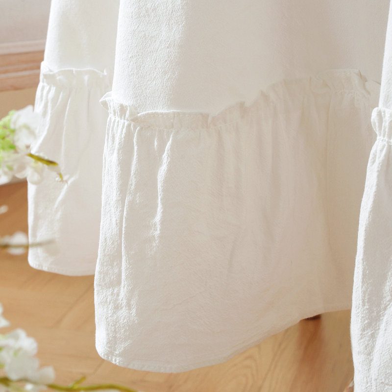 Nappe ronde en coton délavé, 47 po (120 cm) de diamètre, Blanc cassé