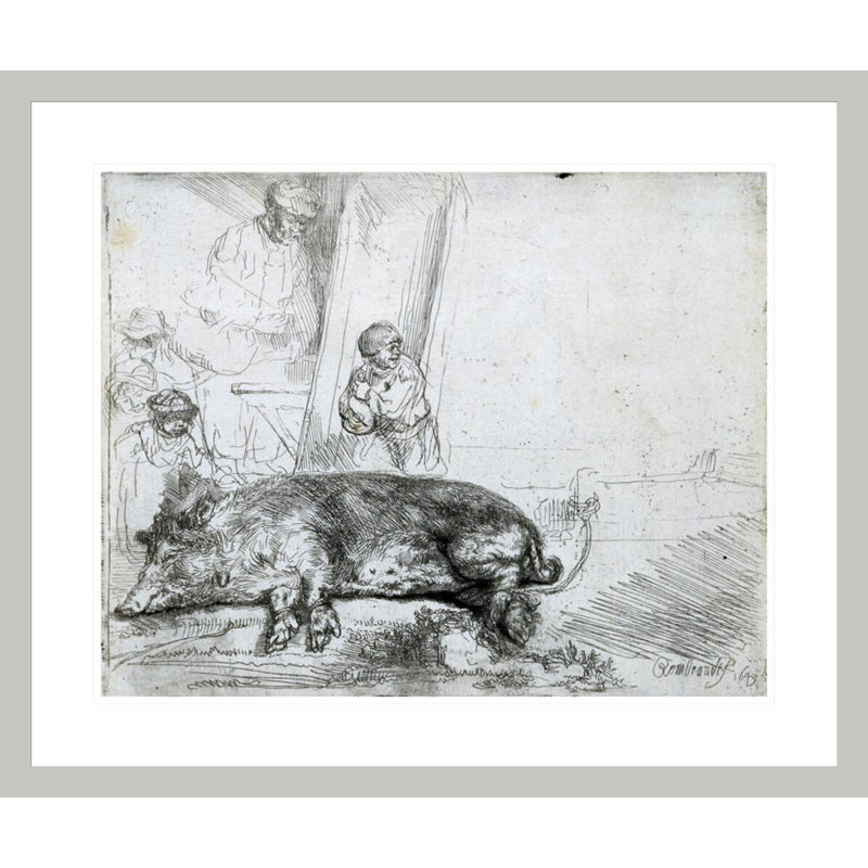 «The Hog» par Rembrandt van Rijn - Estampe numérique encadrée, H 23,5 po x l 28,06 po