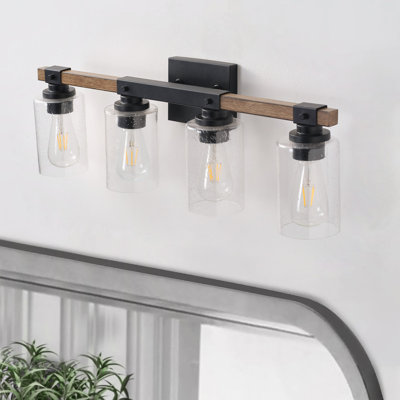 Lampe murale en fer forgé à 4 lumières à intensité variable en verre noir mat
