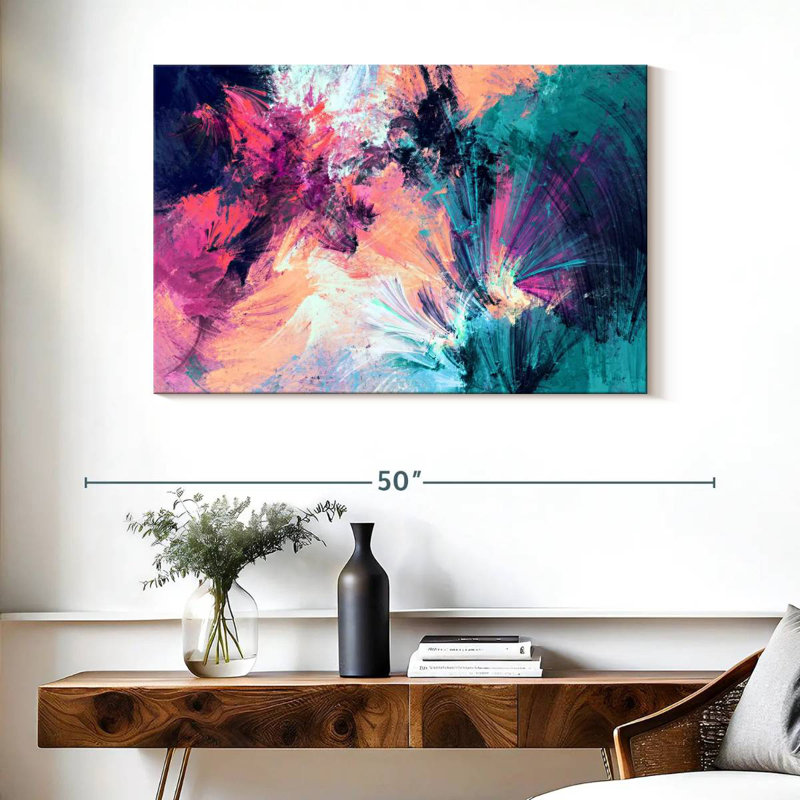 Avery Pink And Blue Abstract, 26" H x 39" W