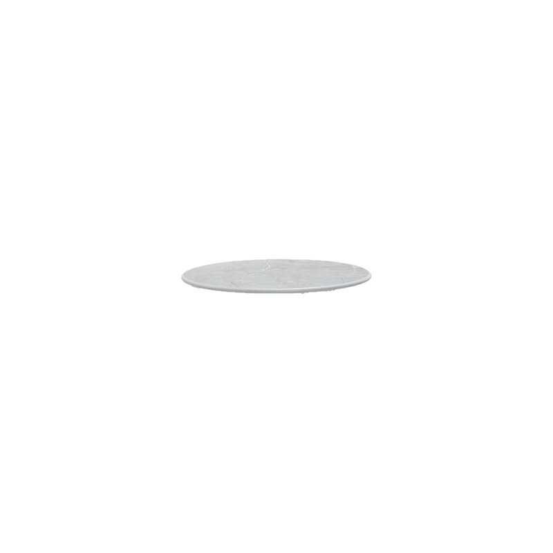 Twist Outdoor Round Teak Coffee Table, Ceramic Fossil Gray, 17.8"