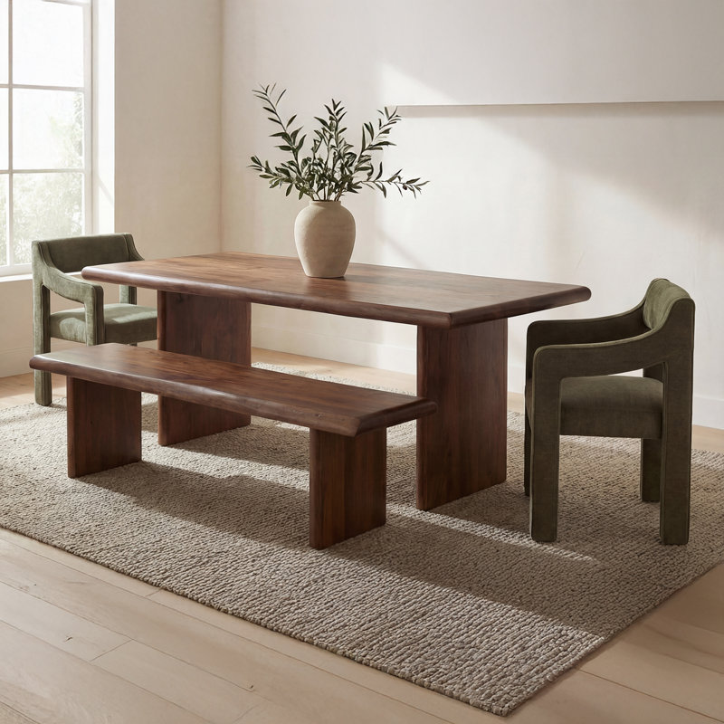 Lila Dining Bench Large Brown, 18" H x 89" W x 17" D