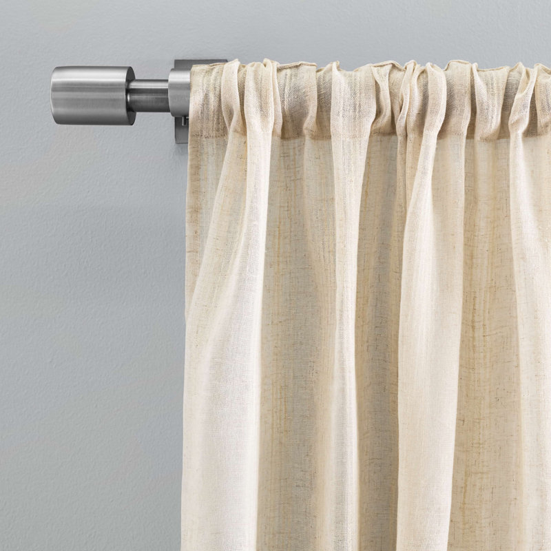 Paire de rideaux texturés à rayures naturelles, Naturel, L 48 po x L 96 po