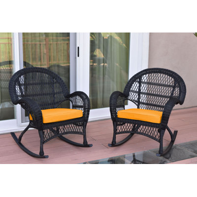 Chaise berçante en osier avec coussins Berchmans