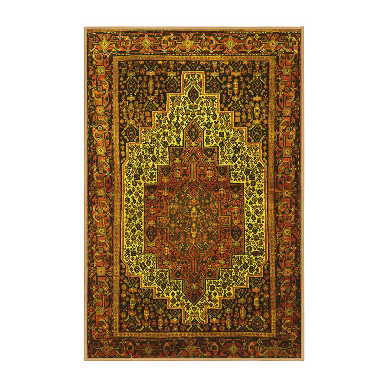 Tapis traditionnels jaunes lavables à la machine 1942