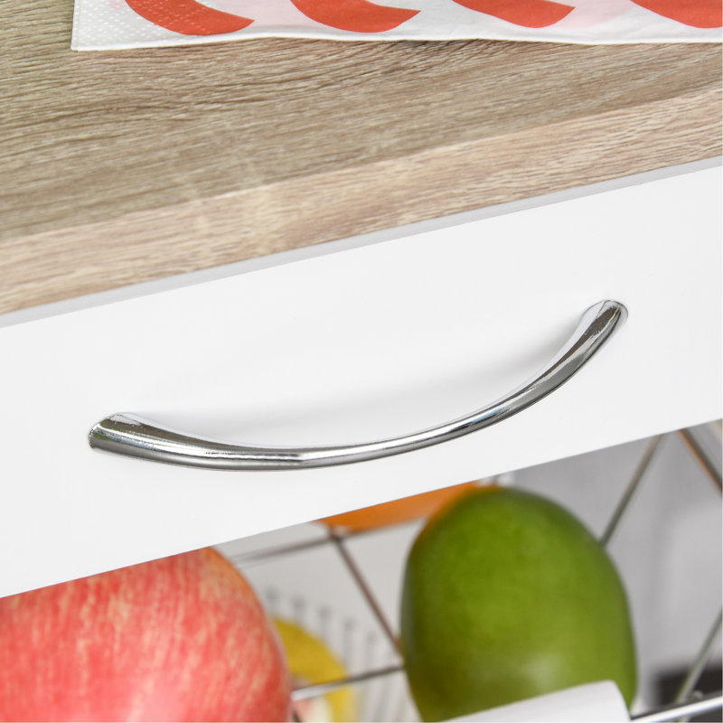 Chariot de cuisine à roulettes - Blanc avec structure métallique pour ustensiles de cuisine et cosmétiques, rangement mobile pour fruits et plats