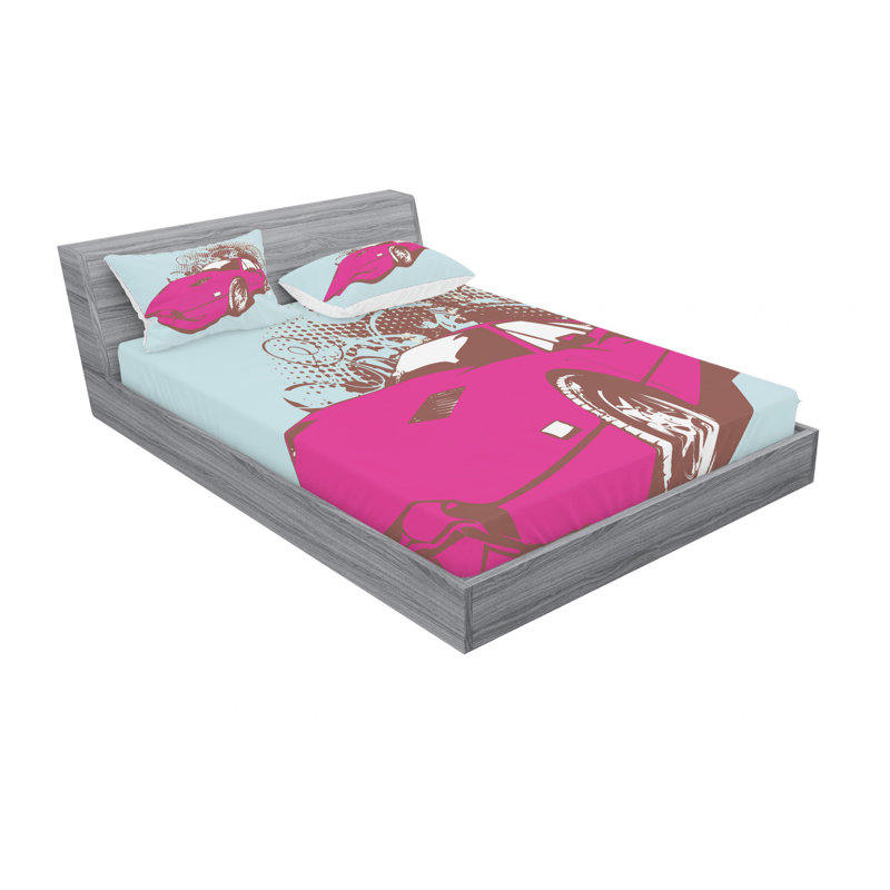 Ensemble de draps grunge de vieux voitures pour le collecteur custom, Ensemble de draps pour lit double avec un drap-hou