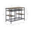Rustic Oak & Black Finish Kitchen Island For Dining Room