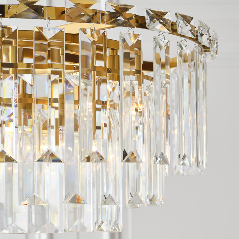 Arden Chandelier, Burnished Brass, 18.75" H x 32.88" W x 32.88" D