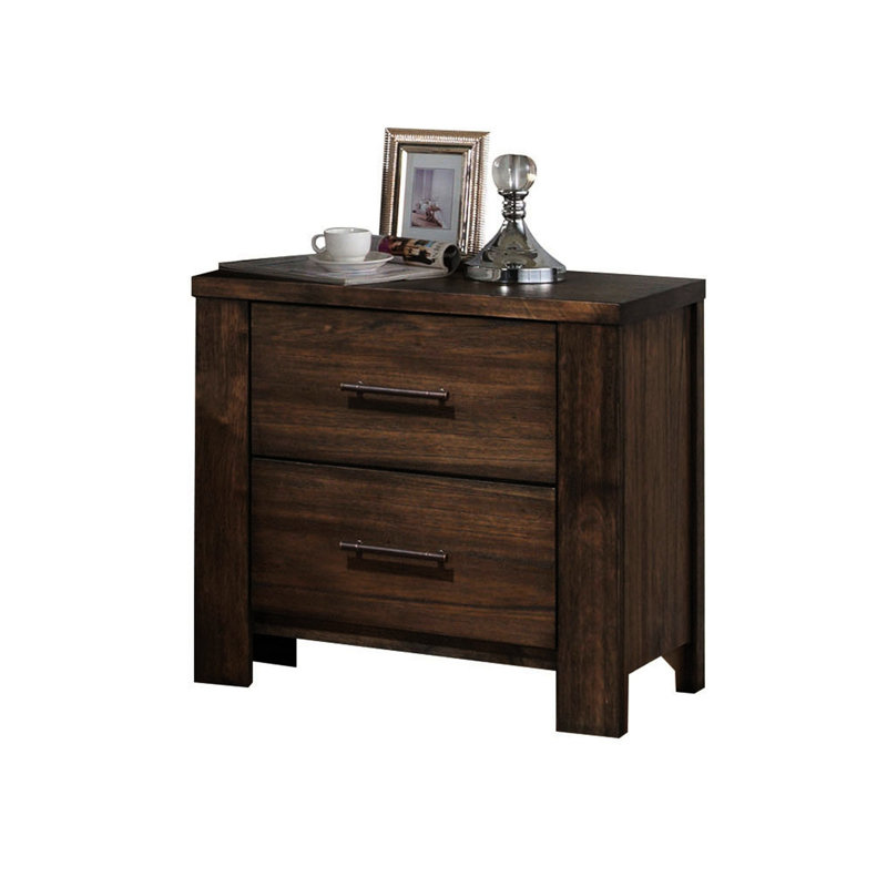 Classic Wooden Nightstand With Oak Finish - Suits Various Bedrooms Warm Smooth Drawer Function Complements Bedroom