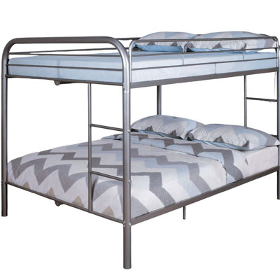 Full Over Metal Bunk Bed Contemporary Design Side Silver Frame Space Saving With Color Bedroom Piece