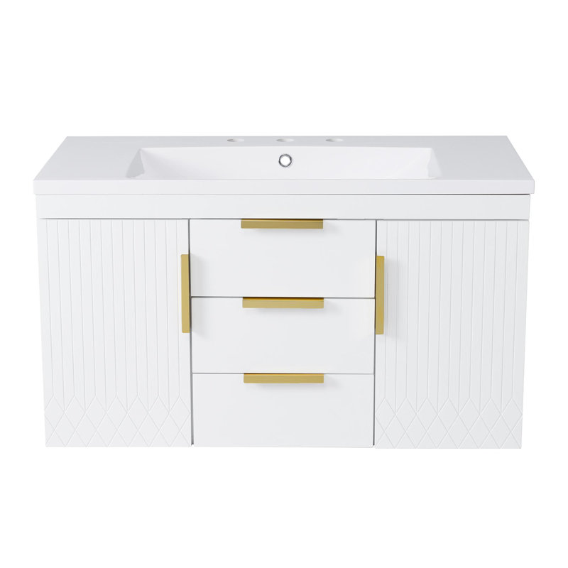 Meuble-lavabo de 36 pouces avec lavabo en résine, Blanc