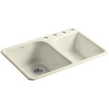 Executive Chef 33" L x 22" W Drop-In Kitchen Sink with 4 Faucet Holes