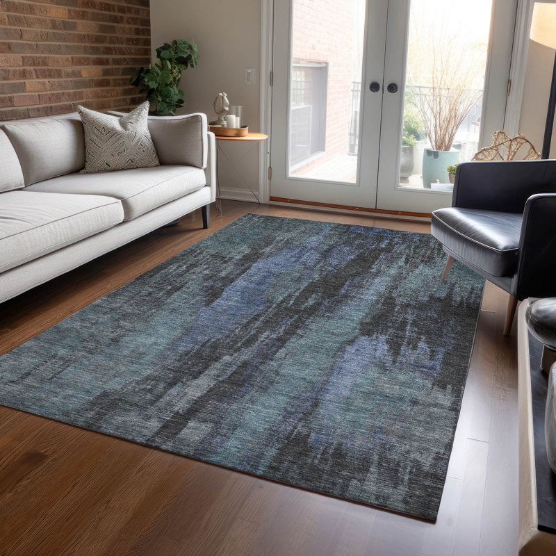 Tapis intérieur / extérieur bleu Onyxelle, 9 pi x 12 pi