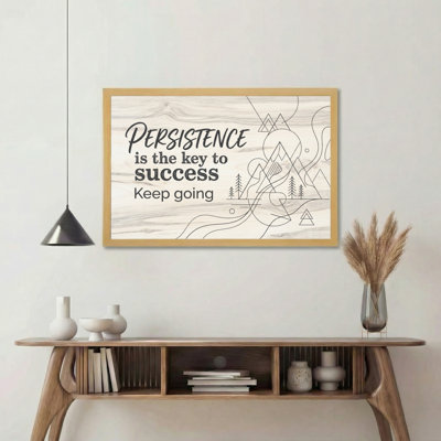 Persistance est la clé du succès, citation de motivation avec paysage de montagne, art en ligne sur toile, impression sur toile, ensemble de 1