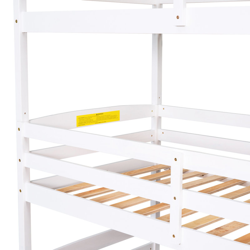 Lit superposé simple blanc avec espace séparé et espace de rangement sous la finition