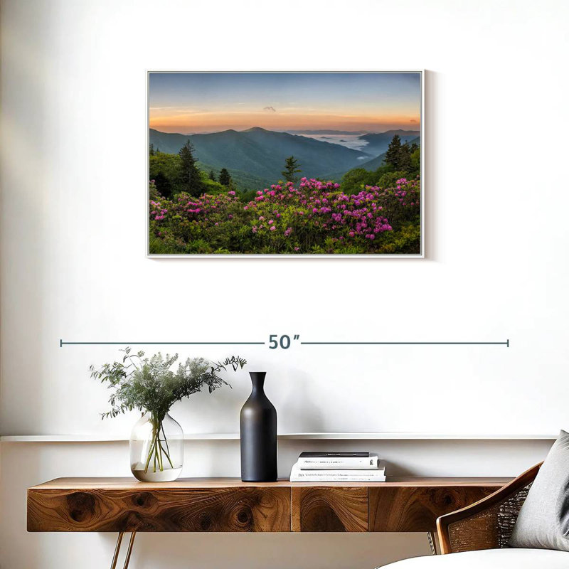 Blue Ridge Mountains View, Cadre flottant blanc, 31 po x 21 po