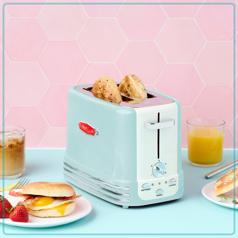 Nostalgia 2 Slice Toaster, Aqua