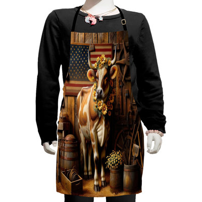 Tablier rustique East Urban Home avec liens ajustables et bandes auto-agrippantes, petit format, couleur ambre et caramel