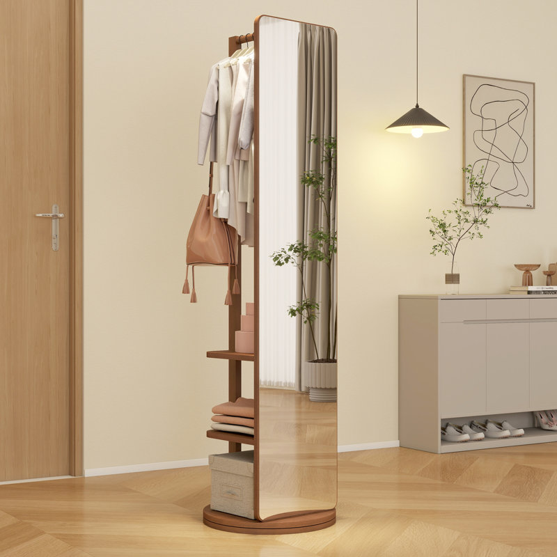 Miroir double avec cadre en bois massif et en caoutchouc, noyer, largeur de verre de 13,7 po, mise à niveau de la chambre à coucher / salon, miroir en noyer élégant avec verre, amélioration, conception d'utilisation