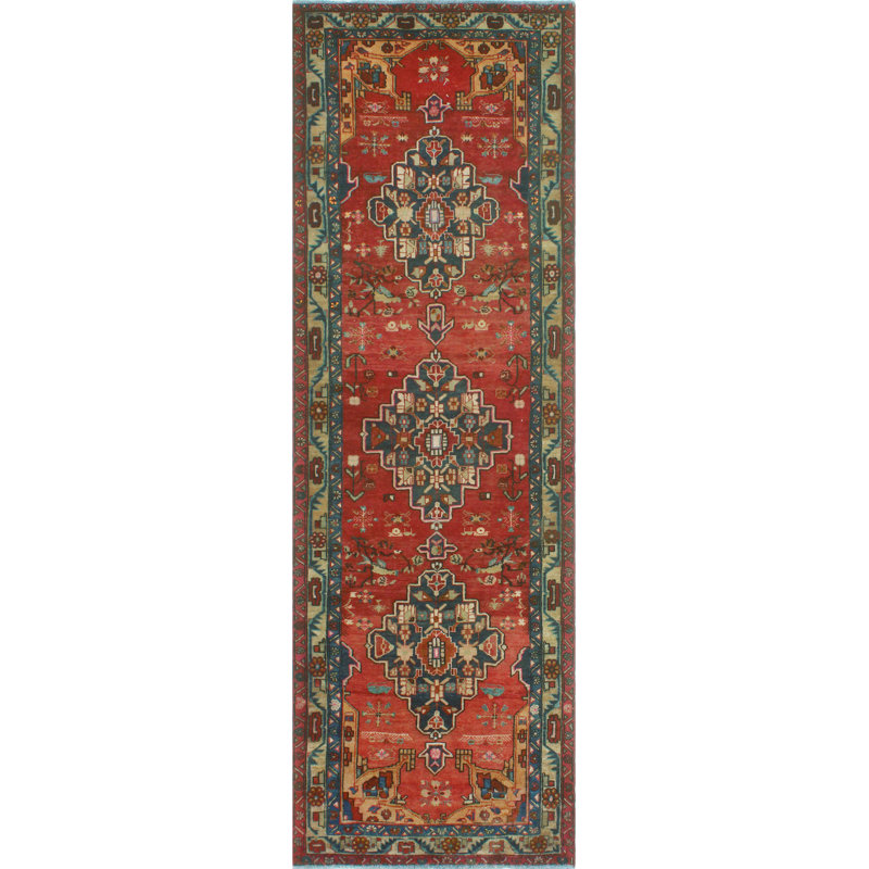 One-of-a-Kind 3'6" X 10'8" New Age Runner Wool Area Rug in