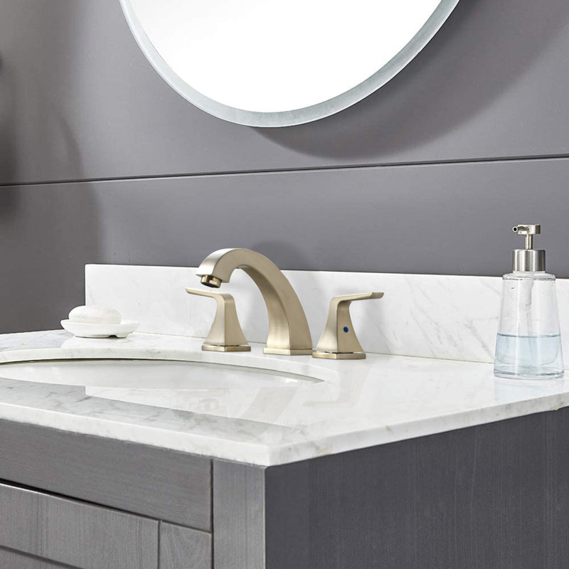 Widespread 2 Handles Bathroom Faucet With Pop Up Sink Drain Brushed Golden, Brushed Gold