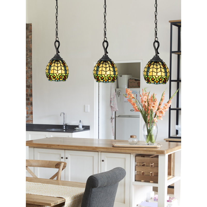 Raphael Antique Bronze Mini Pendant with Amber Glass Shade
