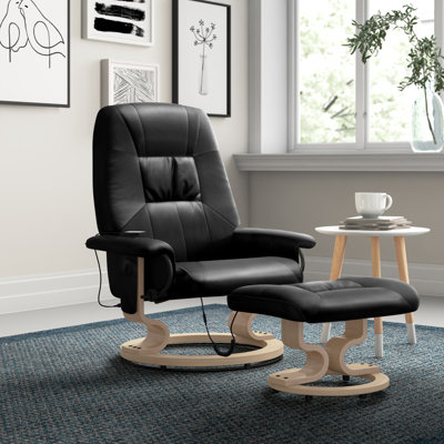 Hannah 79cm Wide Bonded Leather Swivel Ergonomic Recliner with Massager Chair