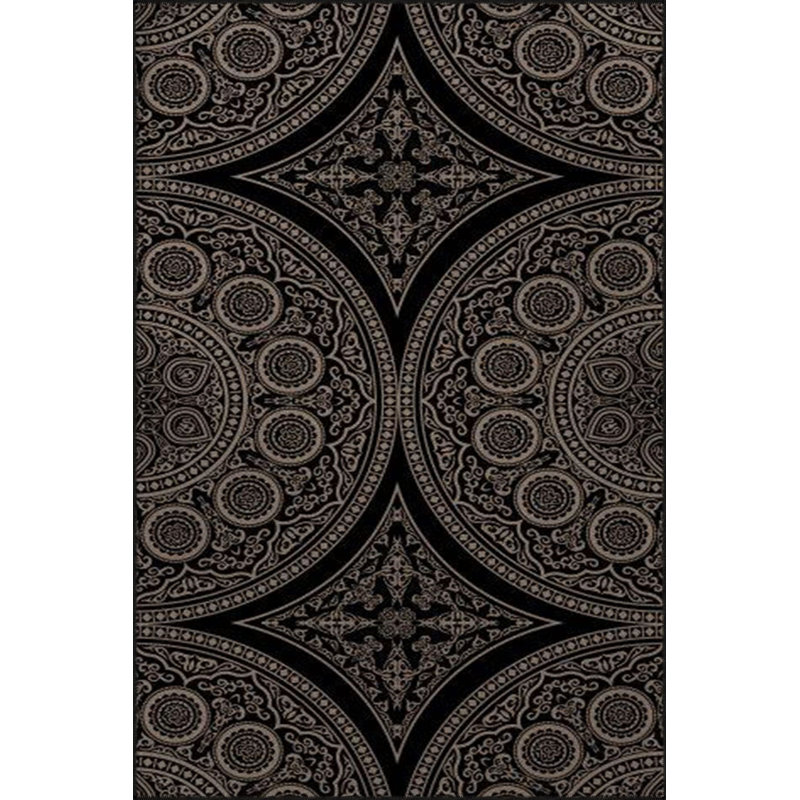 Tapis rond lavable à base géométrique noir, Tapis de couloir 3 pi 3 po x 6 pi 7 po inclus