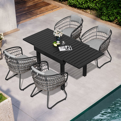 4 - Person Aluminum Extendable Outdoor Dining Set with Removable Cushions