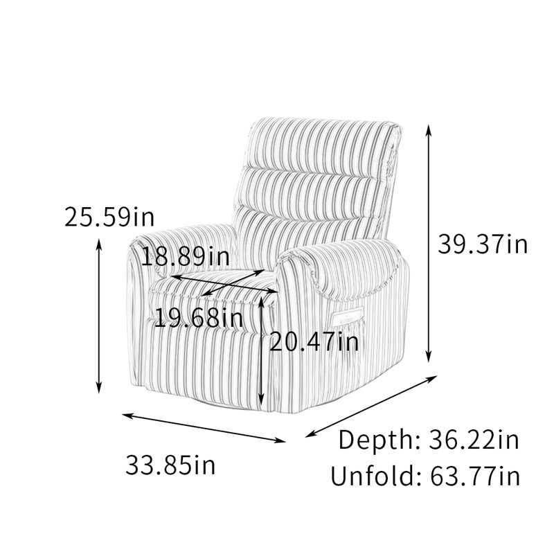 Fauteuil inclinable ergonomique rotatif simple avec poche, Bleu / blanc