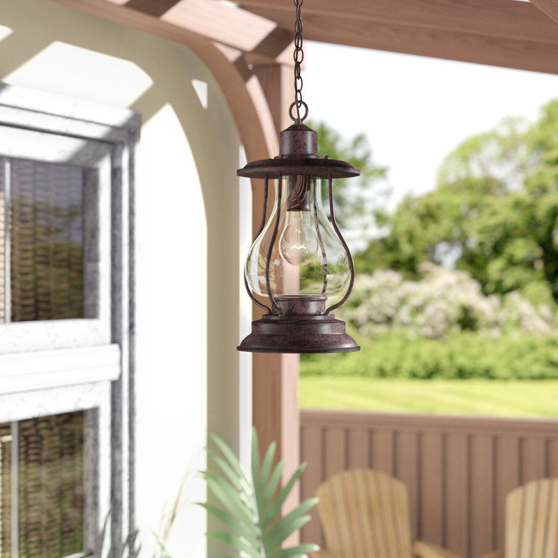 Luminaire suspendu d'extérieur Doron patiné à 1 ampoule H 14,75 po Doron