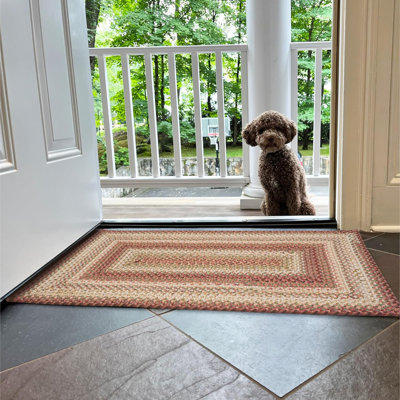  Braided Reversible Rug Washable Indoor/Outdoor Red/Gold Rug