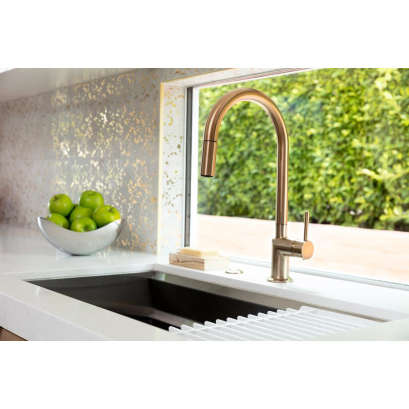 Odin® Pull-Down Faucet with Arc Spout, Luxe Gold, Lever