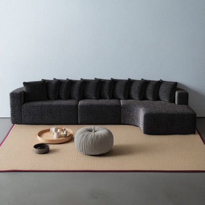 131.1-inch Chenille L-shaped Sectional Sofa, Modern Cloud-shaped Curved Design, Includes 10 Throw Pillows, Living Room Corner Right Recliner Set.