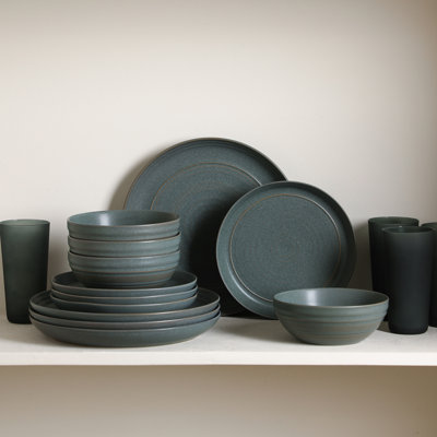 Stone Lain Elio 32-Piece Stoneware Dinnerware And Glass Drinkware Set