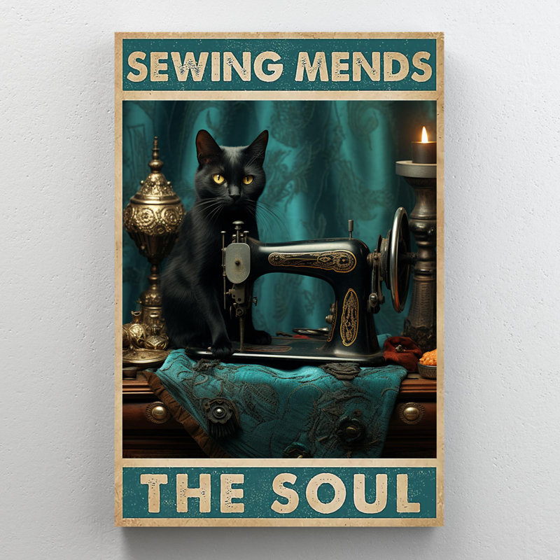 «Sewing Mends The Soul», reproduction d'art graphique sur toile tendue, H 36 po x l 24 po x P 1,25 po