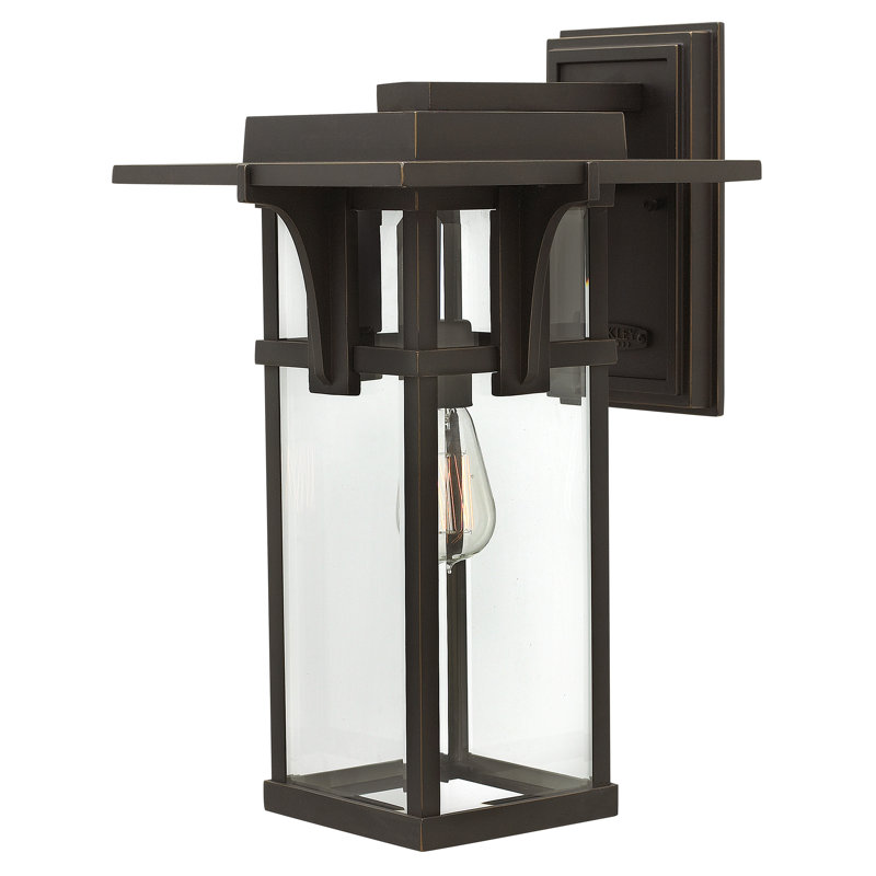 Lanterne murale d'extérieur à fixation simple Manhattan - Verre biseauté transparent, H 18,5 po x l 11,25 po x P 12,5 po