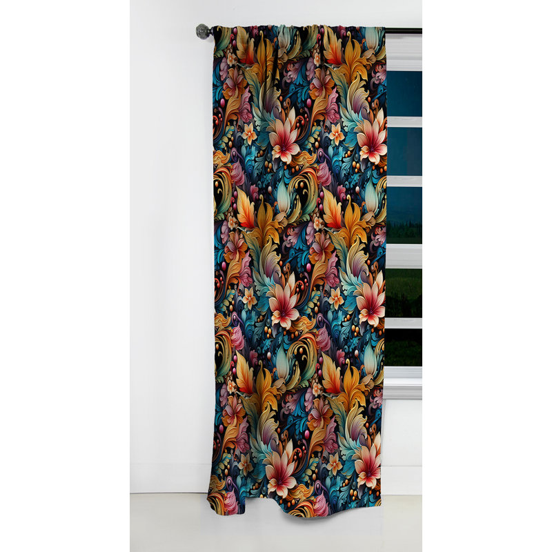 Motif à motif cachemire bohémien Rhapsody V - Rideau floral - 1 rideau occultant, L 52 po x L 84 po