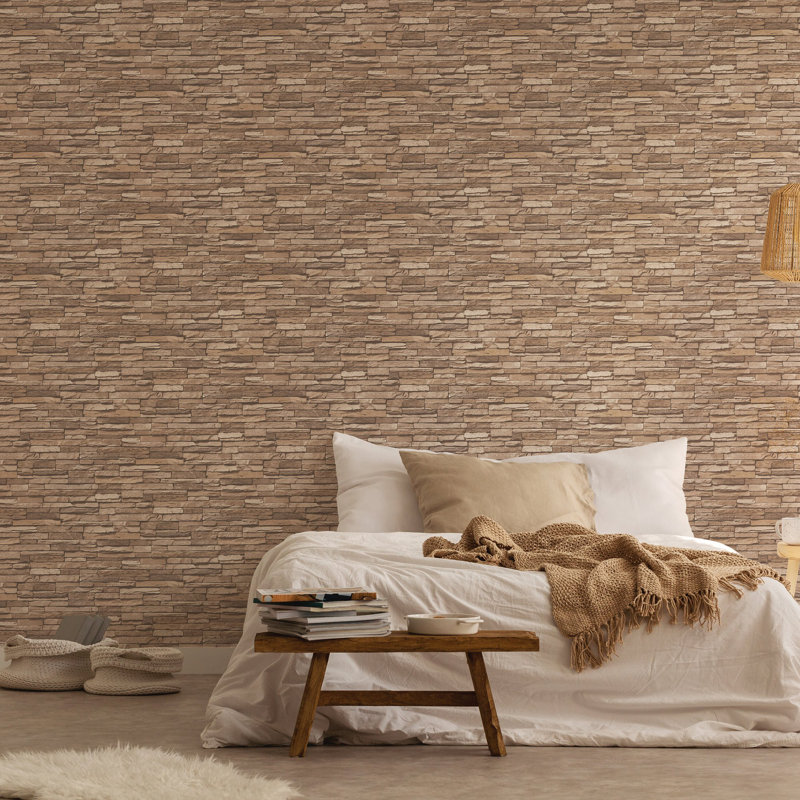 The Bricks and More Graceful Granite Motif 10.05m x 53cm Matte Wallpaper Roll, Taupe