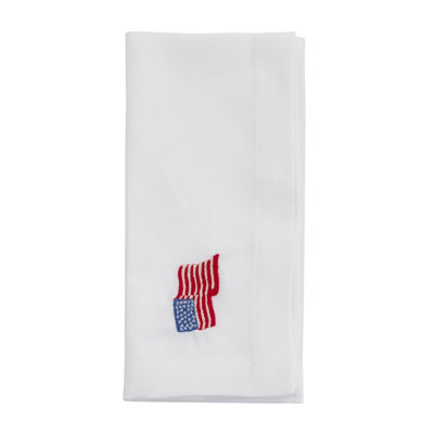 Embroidered American Flag Napkin (Set of 4) – Patriotic Americana Table Linen for Memorial Day, Fourth of July & Everyday Entertaining