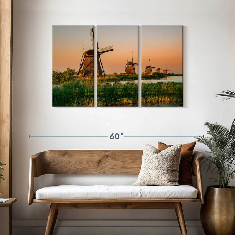 Alvord Windmills At Kinderdijk, H 28 po x l 45 po